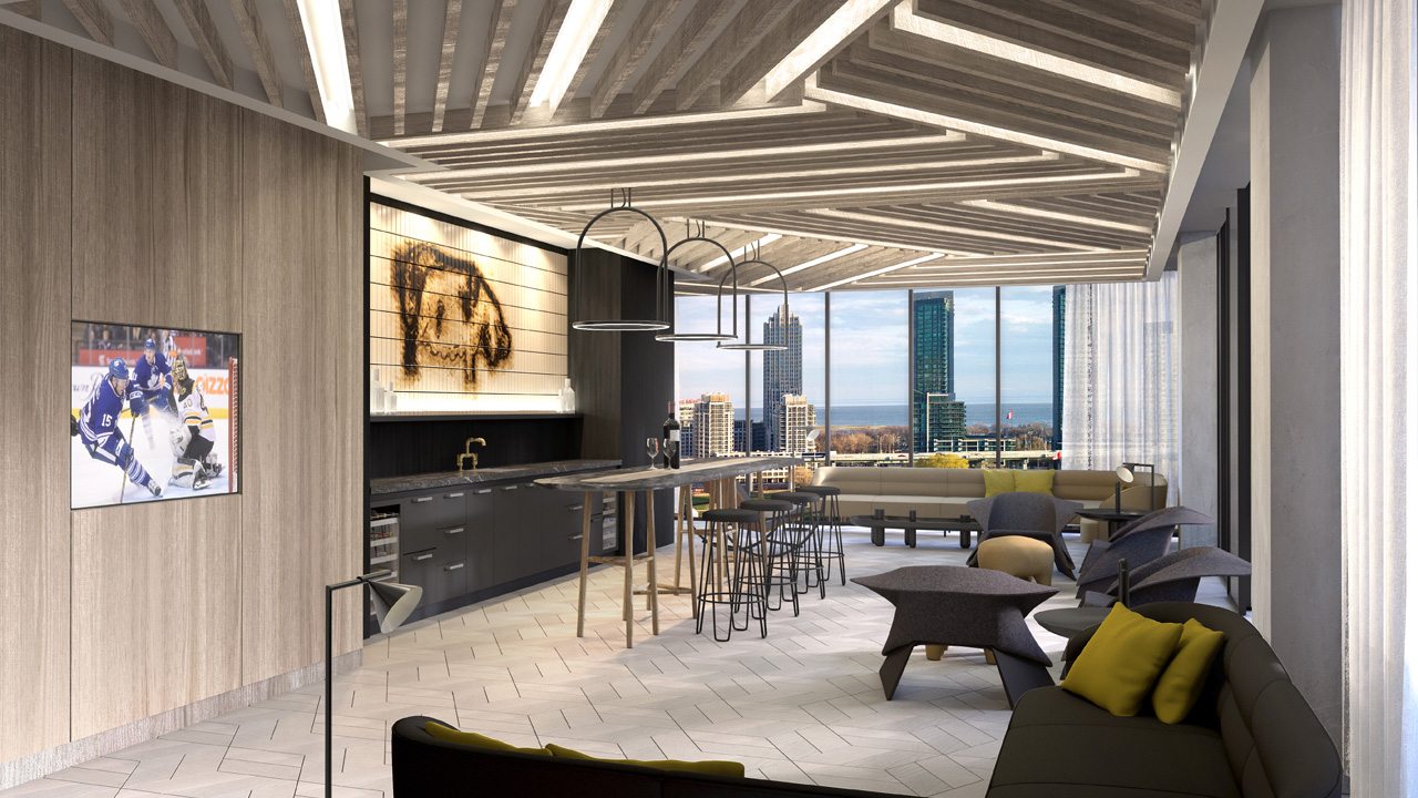 West Condos rendering of the sixth-floor bar