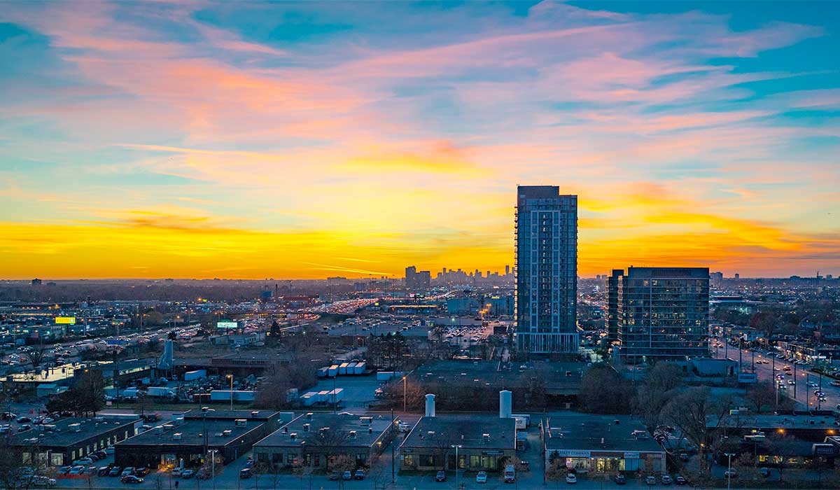 Aerial view of IQ Condos Toronto