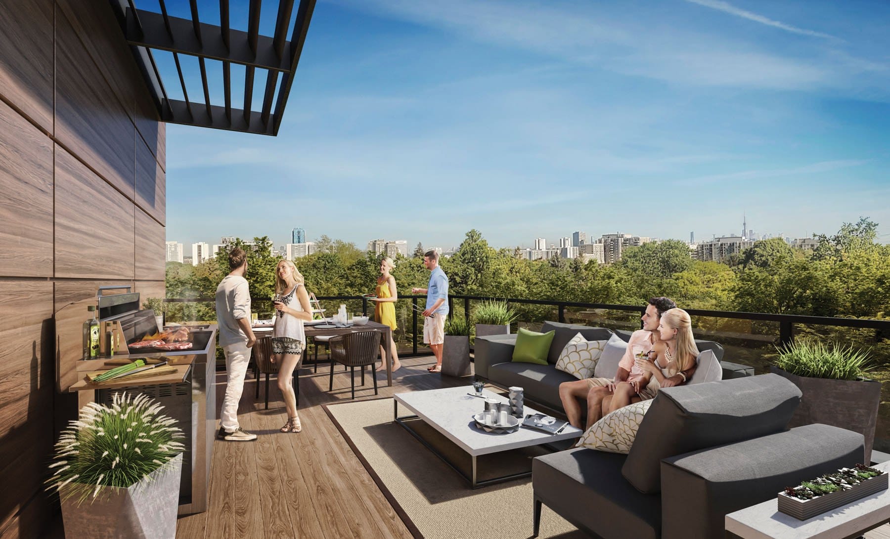 Rendering of The Vic Towns outdoor patio.