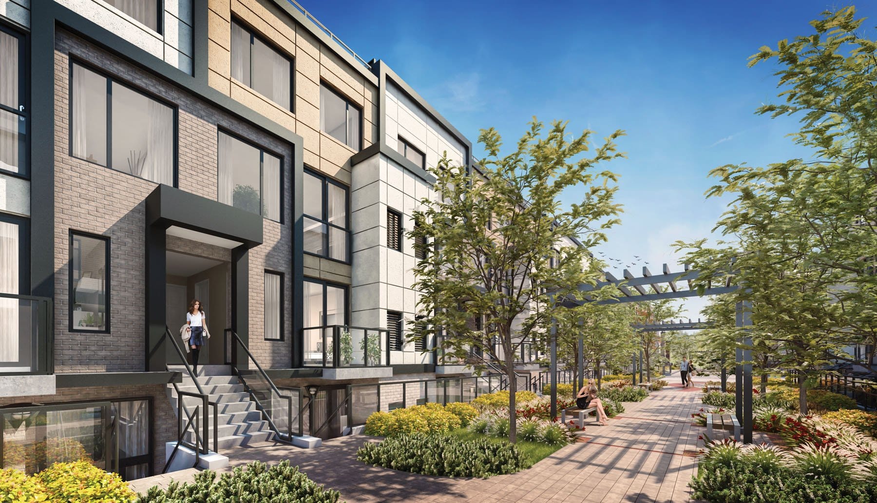 Rendering of The Vic Towns outdoor courtyard.