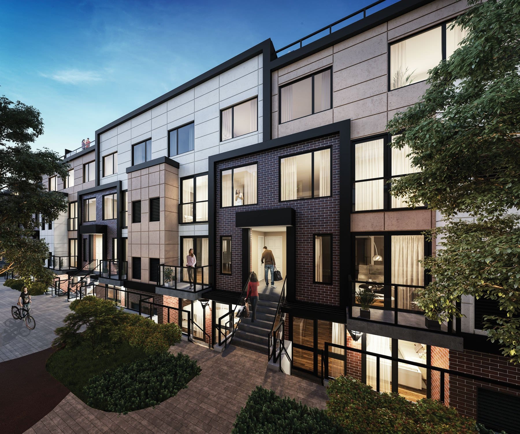 Rendering of The Vic Towns building exterior entrance.