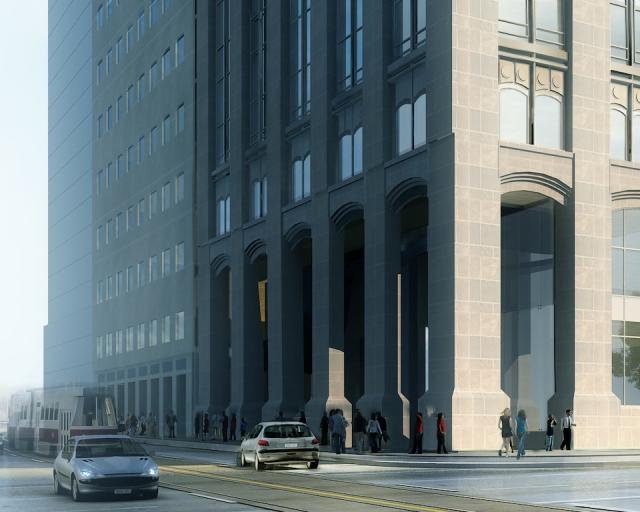 Rendering of 481 University restoration of historic building.