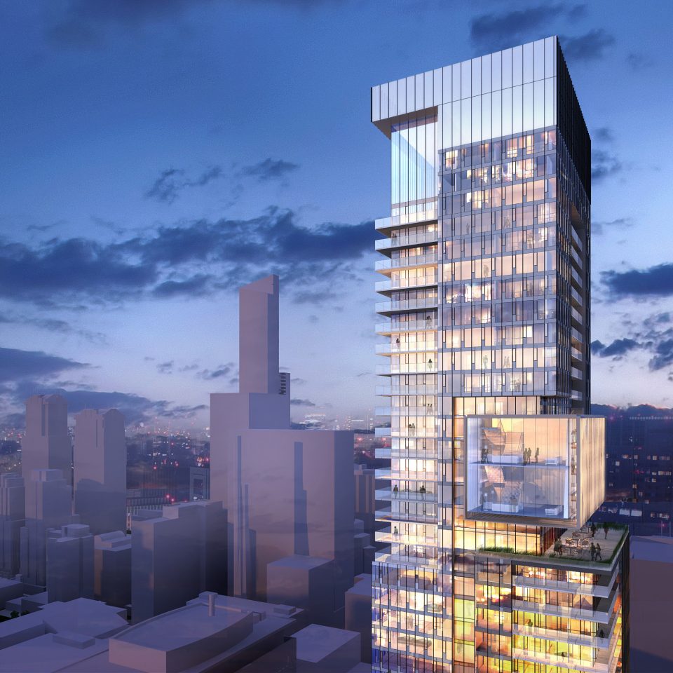 Rendering of 481 University building exterior.