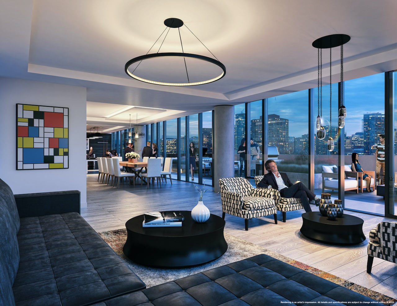 Rendering of The Garden District Condos party room