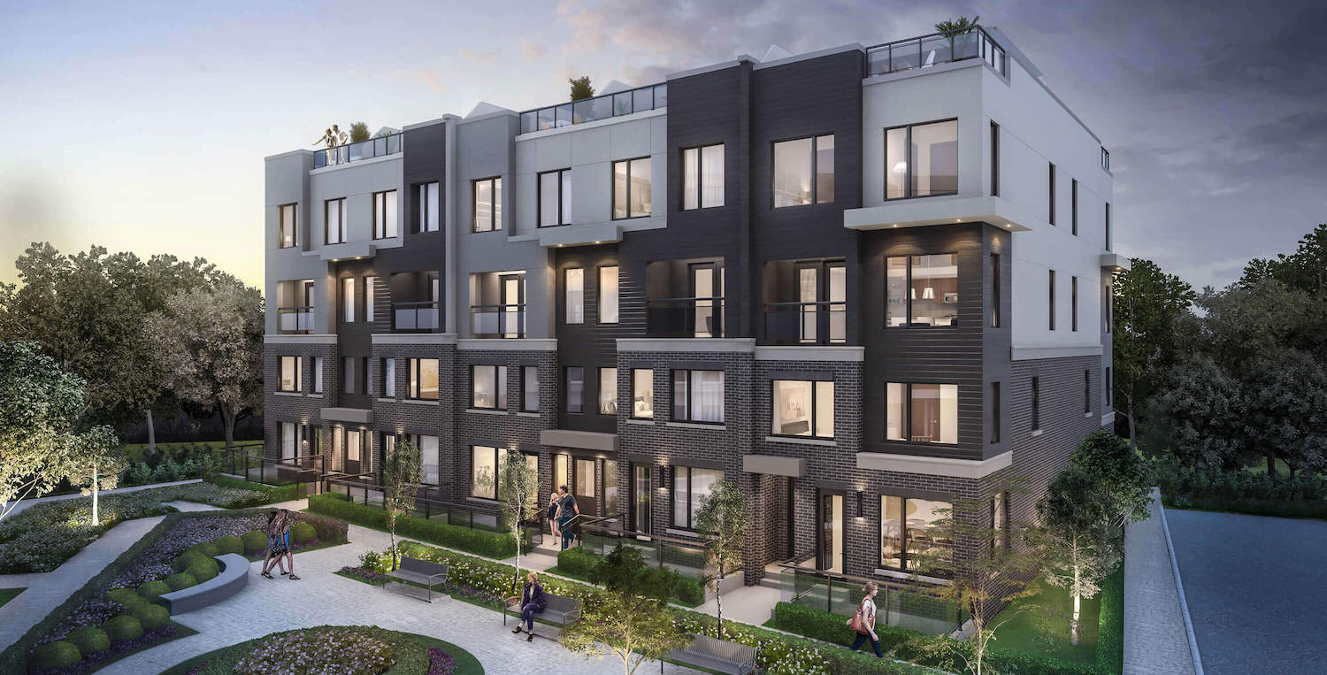 Rendering of The Way Towns building exterior - front facing.