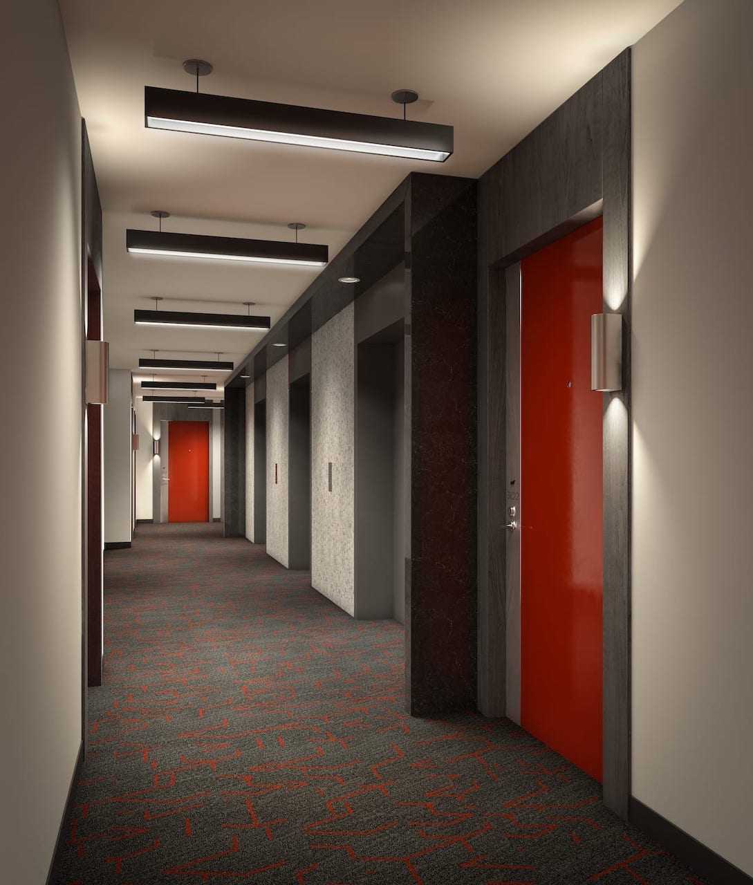 Rendering of Television City Condos hallway design