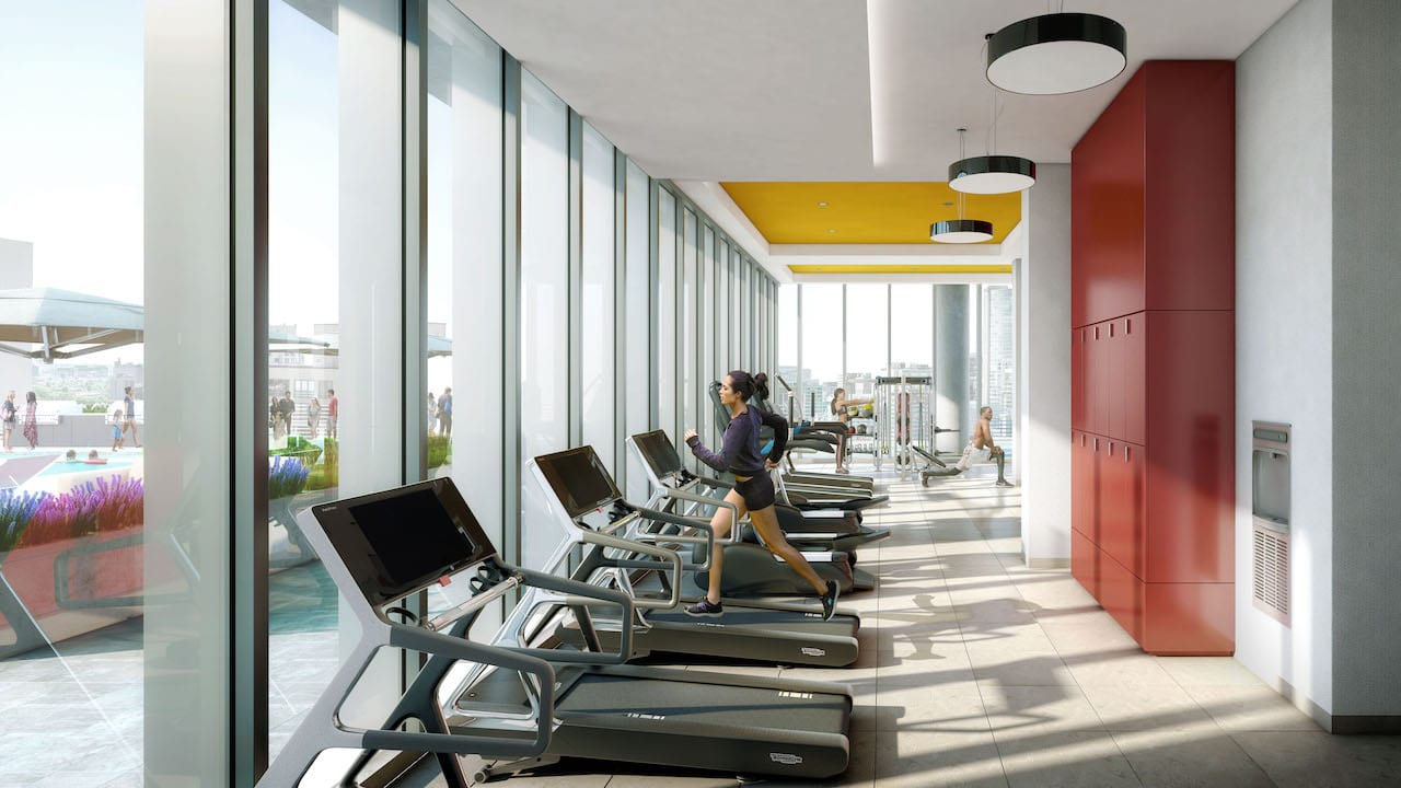 Rendering of Television City Condos fitness centre interior