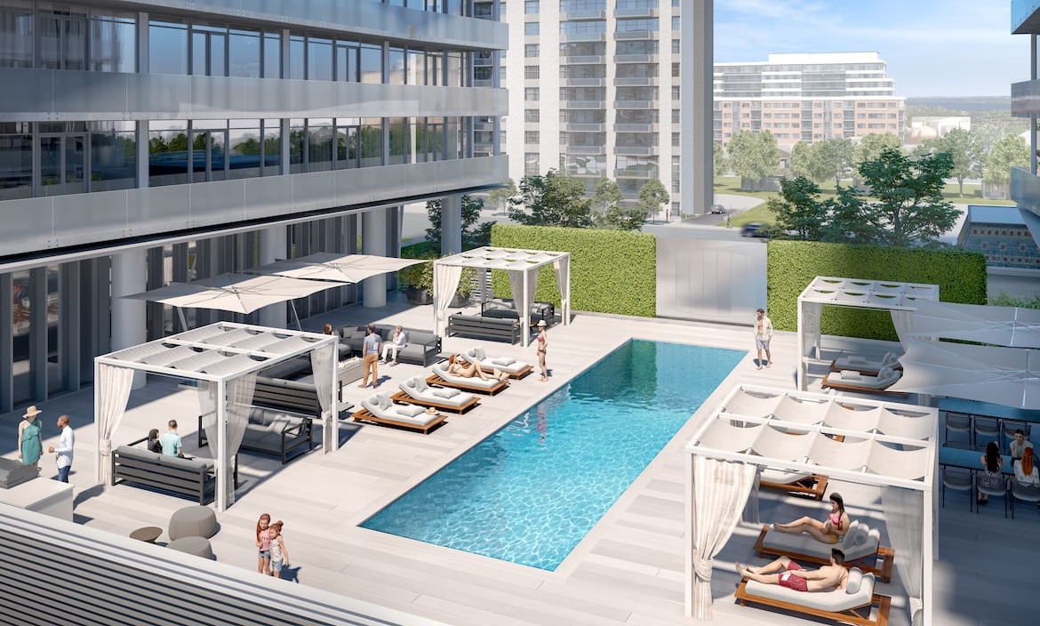 Rendering of Television City Condos outdoor pool