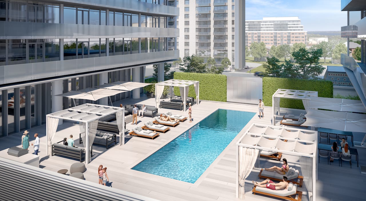 Rendering of Television City Condos outdoor pool
