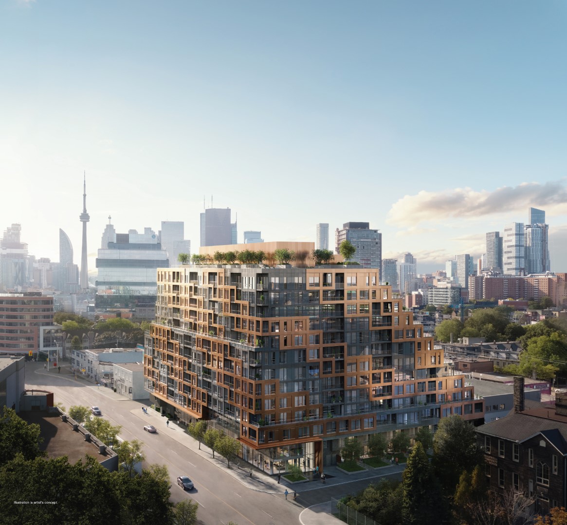 Rendering of 28 Eastern Condos exterior.