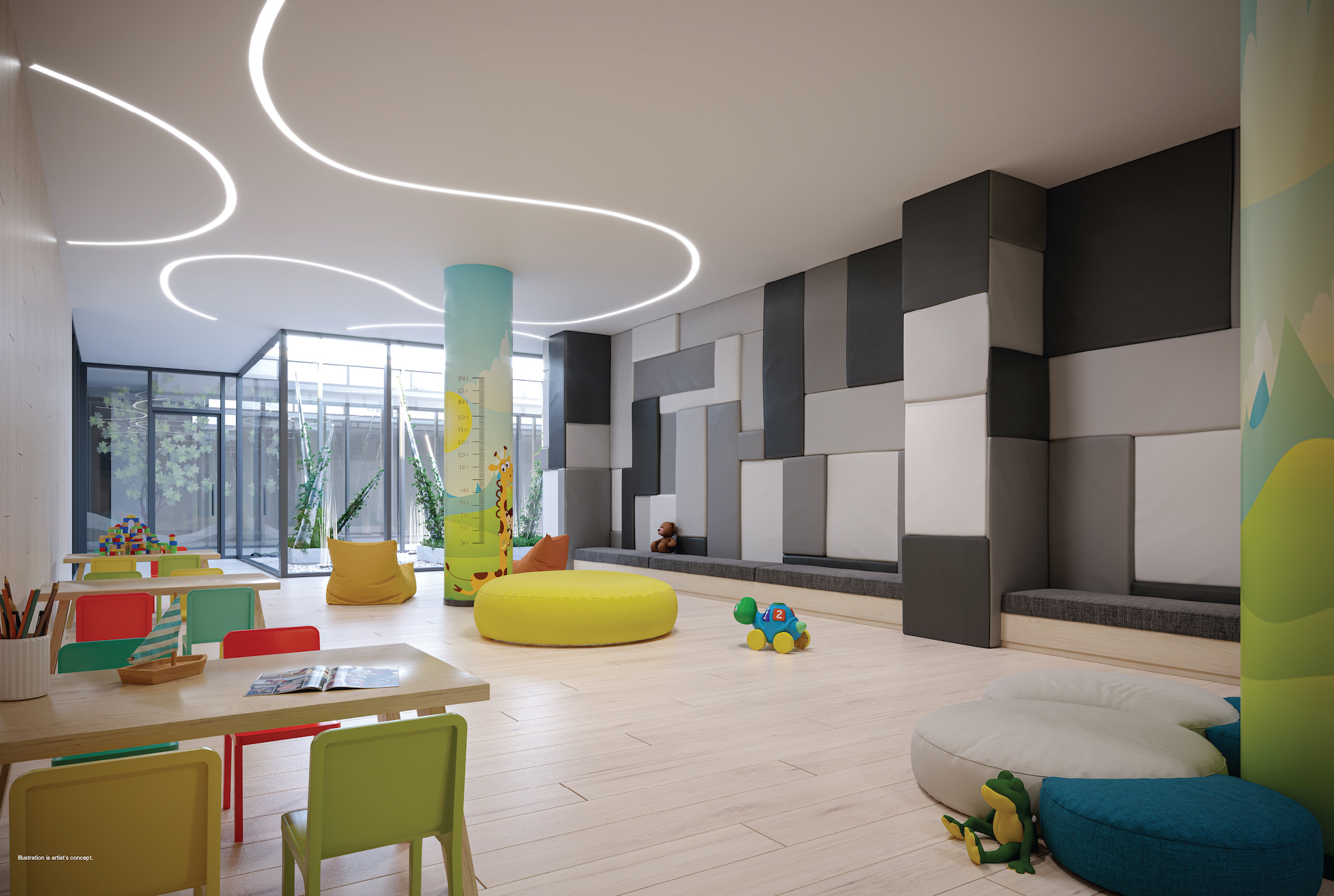 Rendering of 28 Eastern Condos family room.