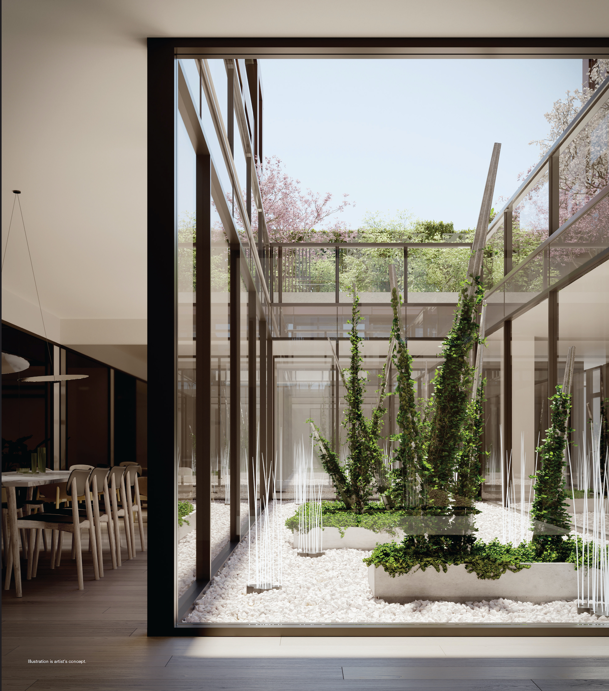 Rendering of 28 Eastern Condos sculpture garden.