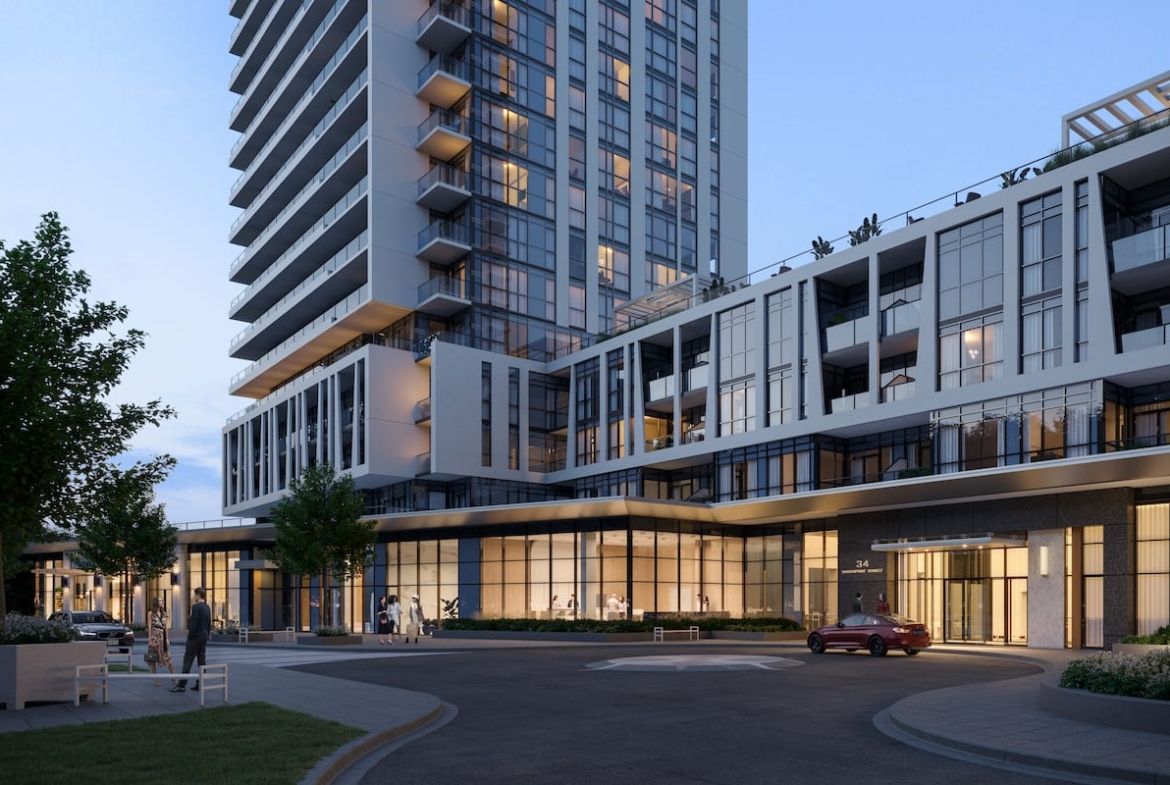 Rendering of Southport in Swansea exterior entry at night