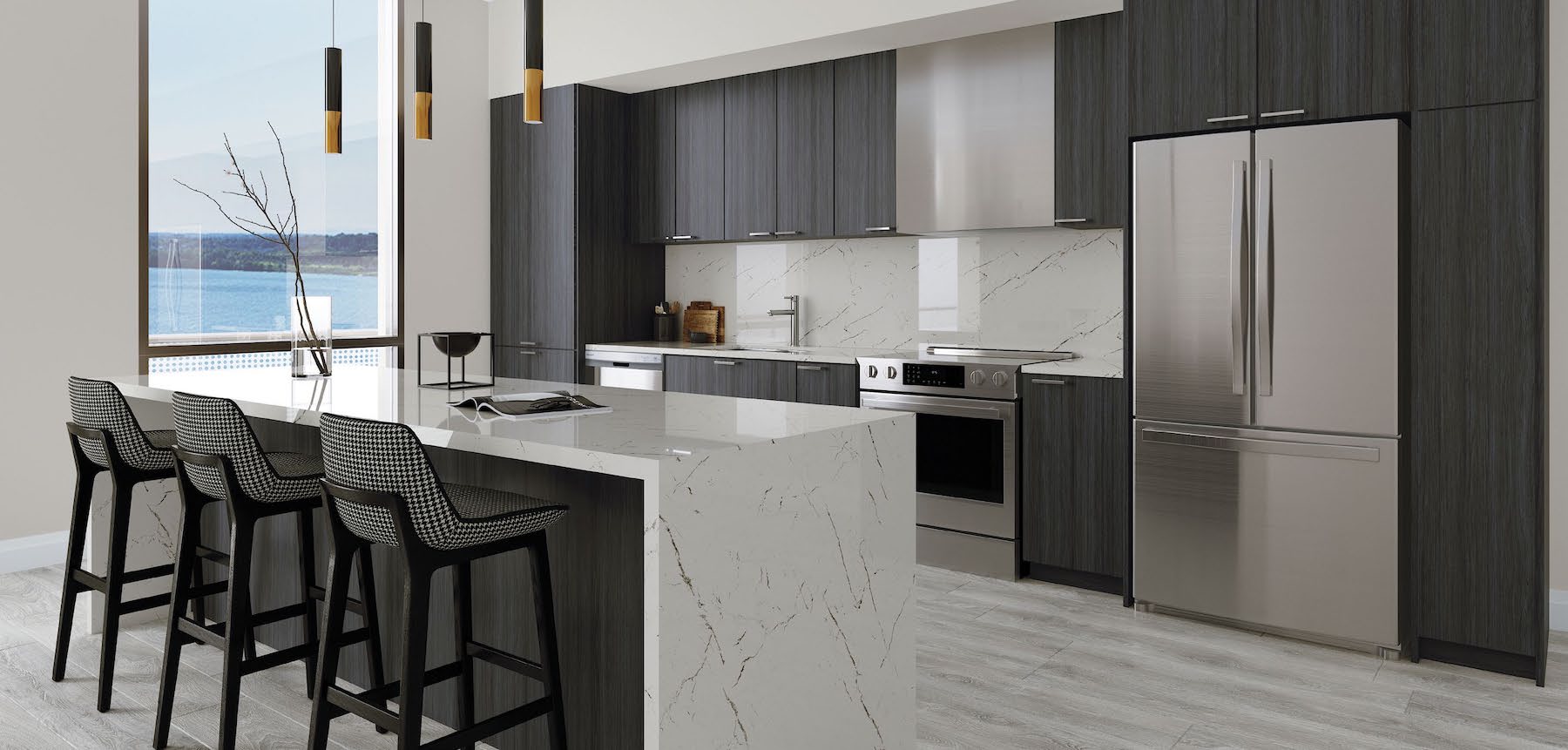 Rendering of a Suite Kitchen in the Residence at Five Points Condos