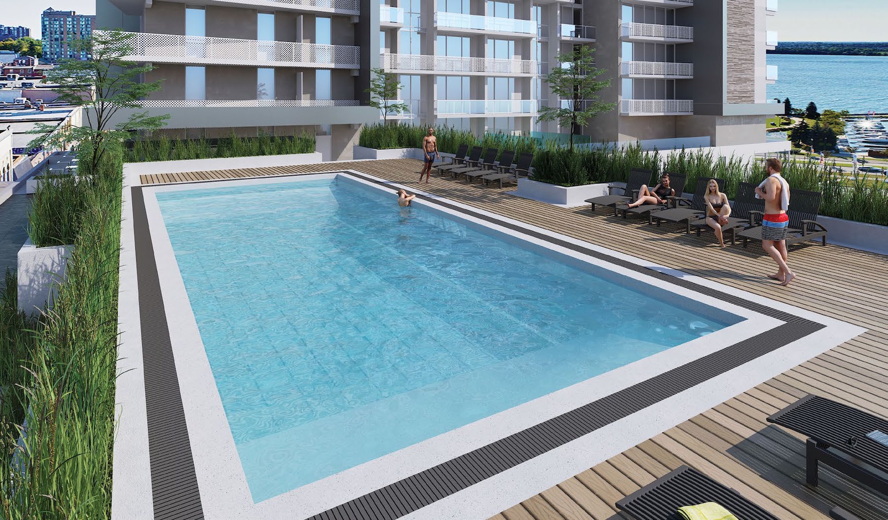 Outdoor Pool Rendering at the Residence at Five Points Condos