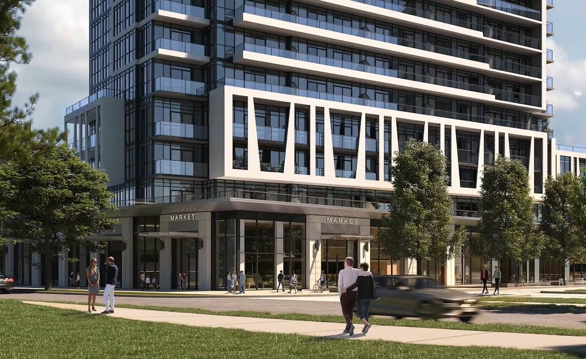 Rendering of Southport in Swansea Condos exterior street-level entrance