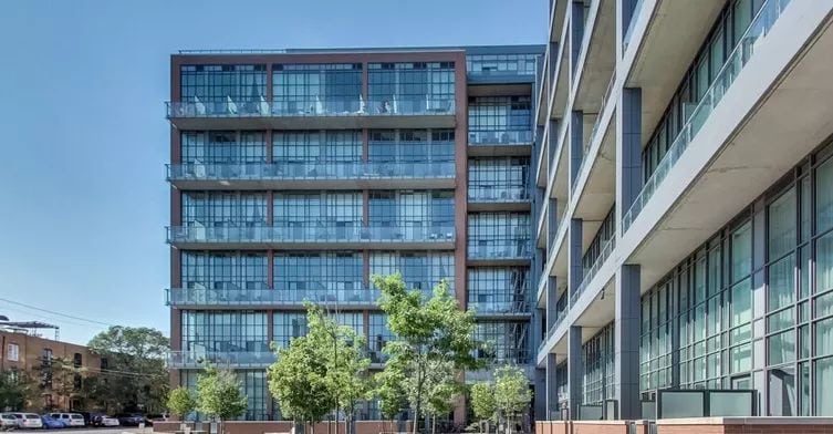 Exterior image of the Liberty Market Lofts in Toronto