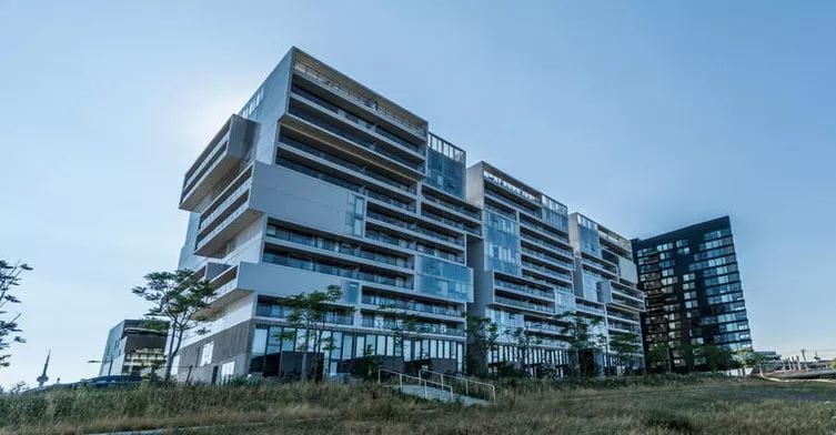 Exterior image of the River City Condos in Toronto