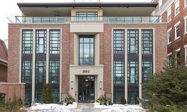 Exterior image of The Schoolhouse Lofts in Toronto