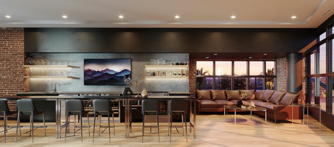 Rendering of Upper Beach Club Condos party room