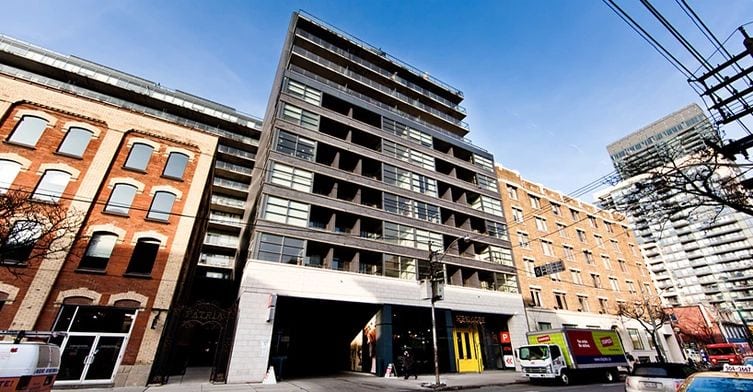 Exterior image of the Victory Condominiums in Toronto