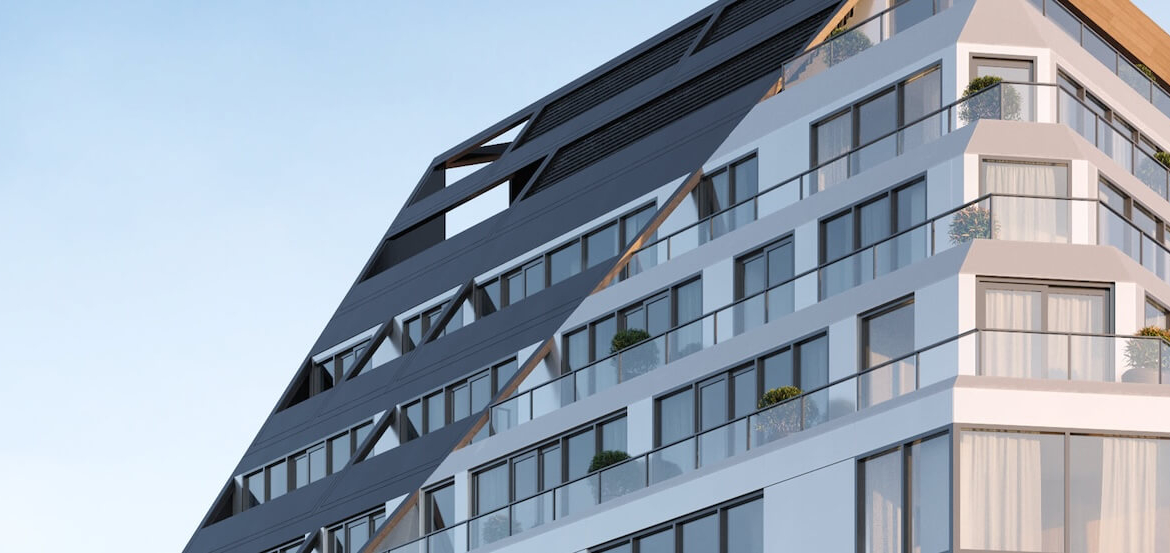 Angular Condos exterior close up