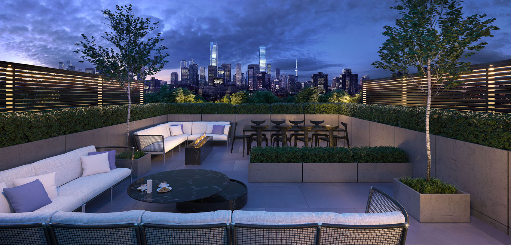 Exterior rendering of 36 Birch Condos rooftop terrace.