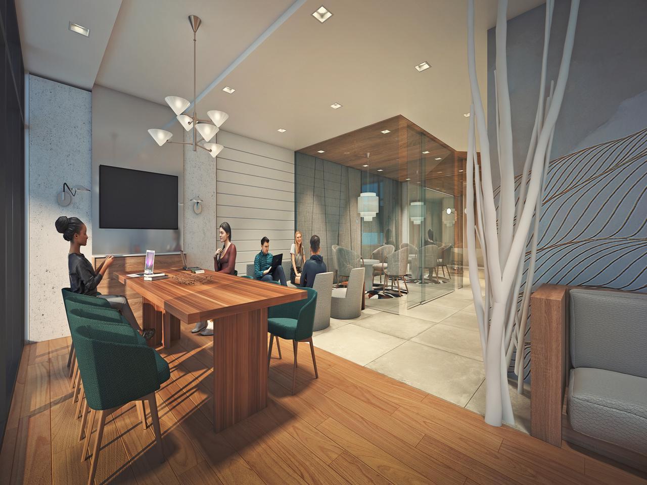 Rendering of River and Fifth Condos Business Lounge