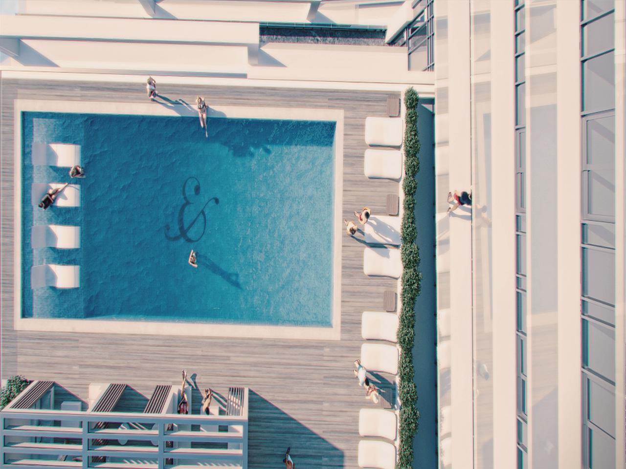 Rendering of River and Fifth Condos Pool