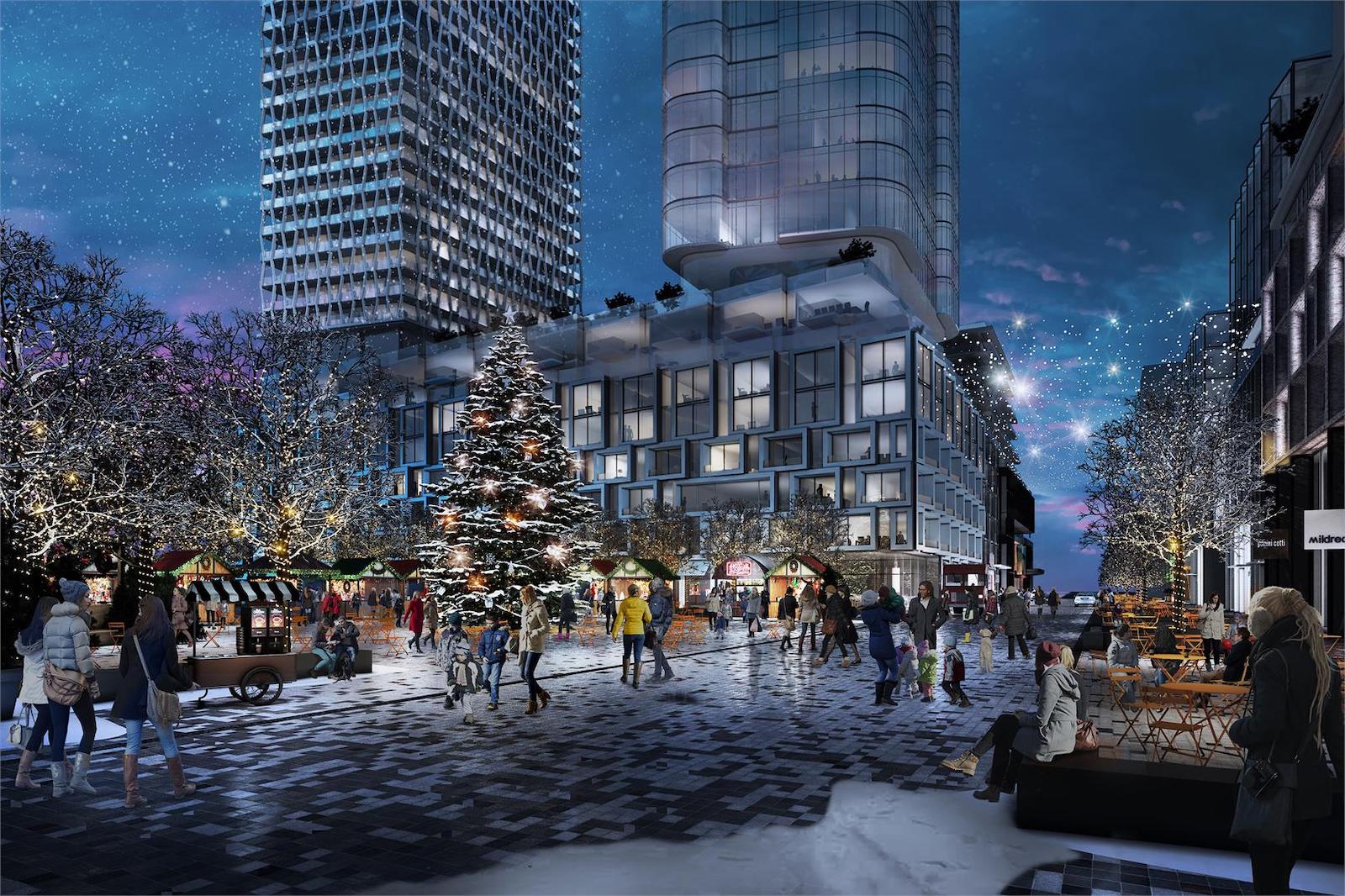 Bloor & Dufferin Condos Community Park and Square (Winter) Rendering