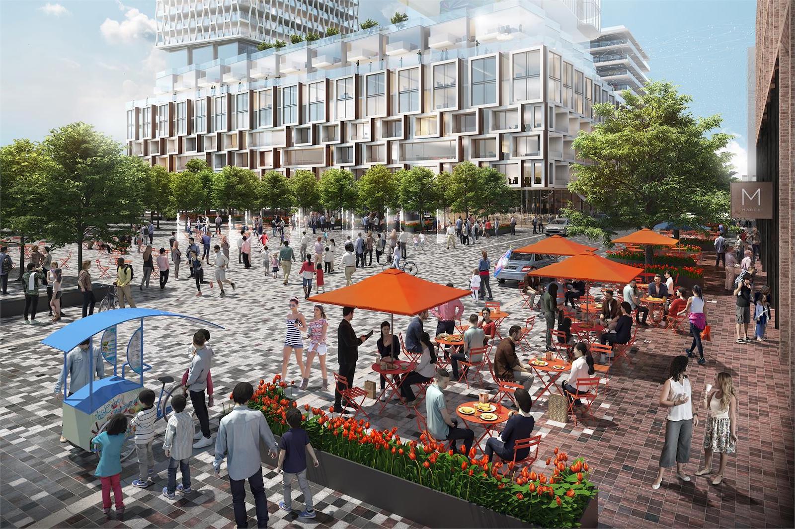 Bloor & Dufferin Condos Community Park and Square (Summer) Rendering
