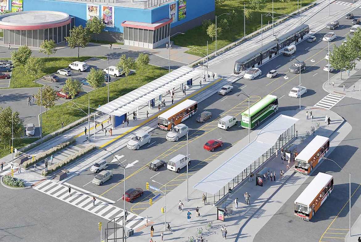 Rendering of Harbourwalk at Lakeview Village transportation aerial