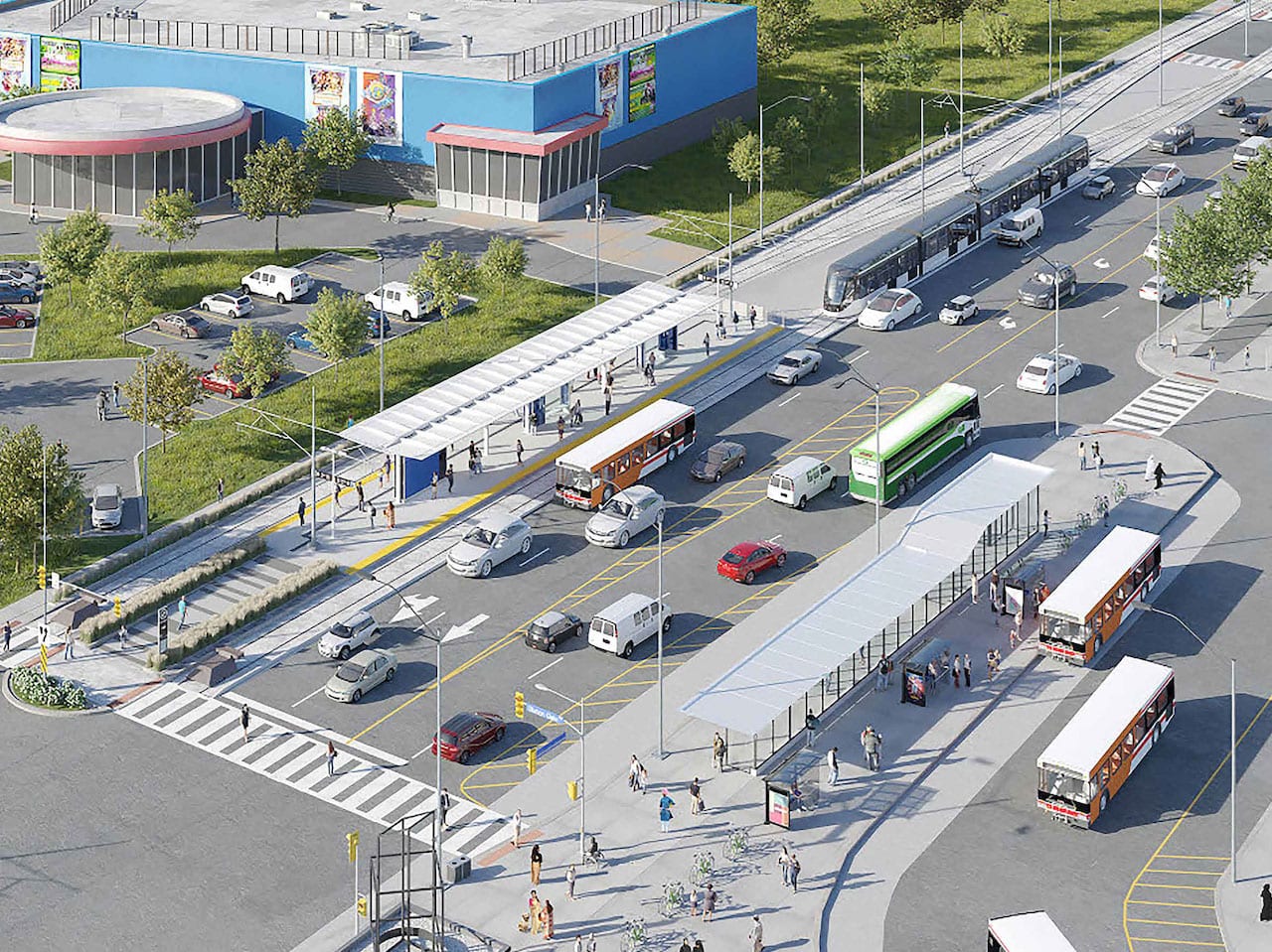 Rendering of Harbourwalk at Lakeview Village transportation aerial