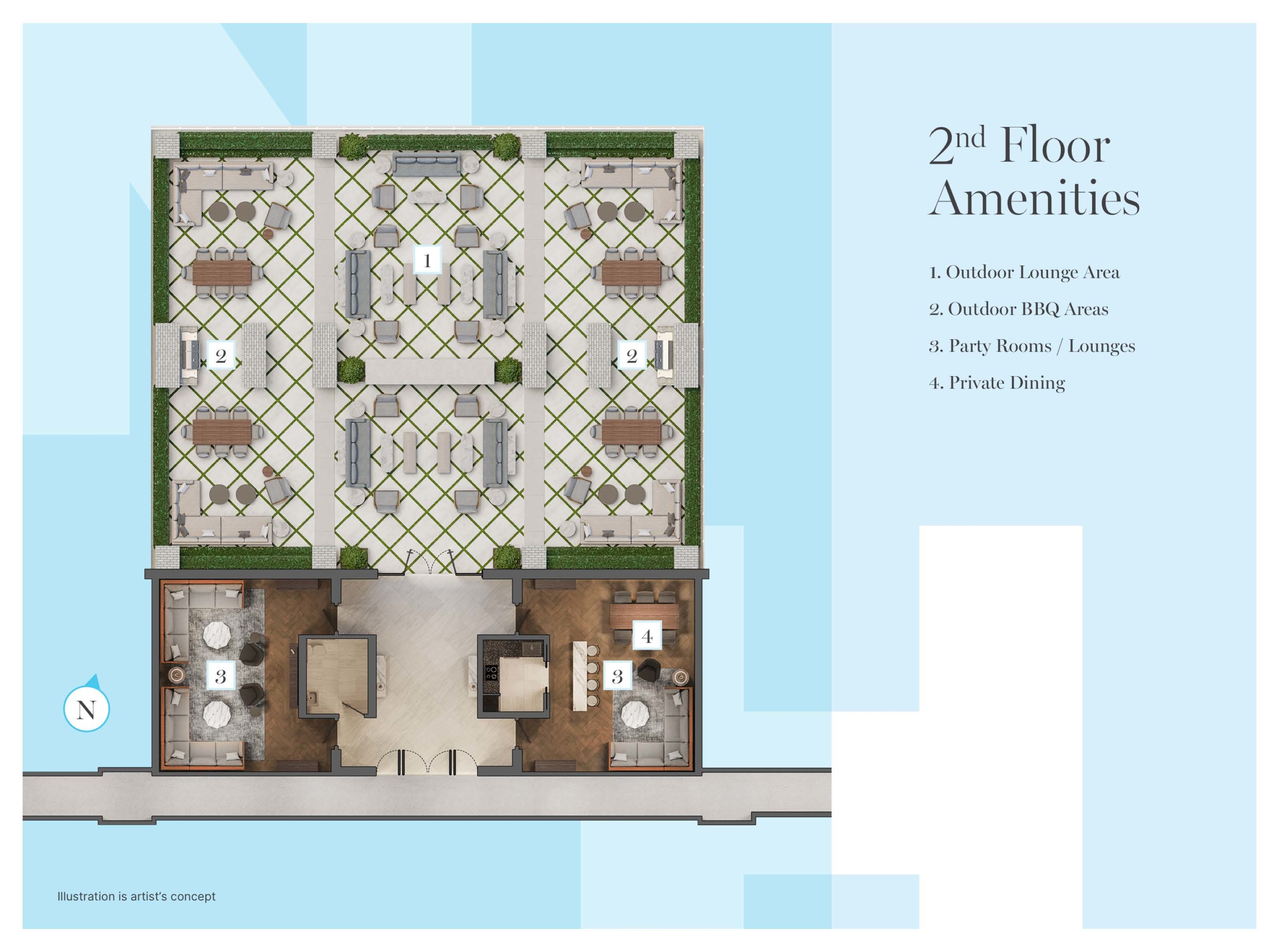 Sitemap of Notting Hill Condos 2nd floor amenities.