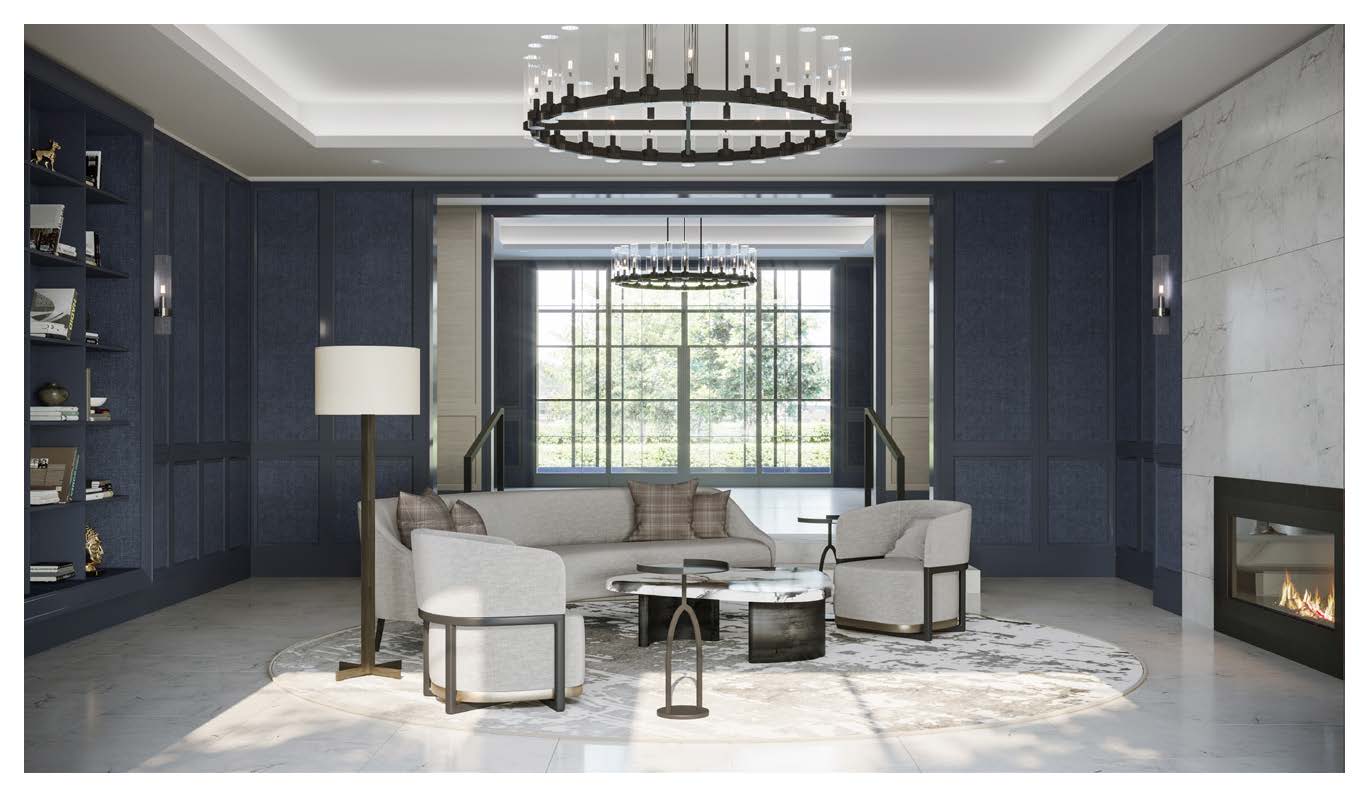 Rendering of Notting Hill Condos party room with lounge.