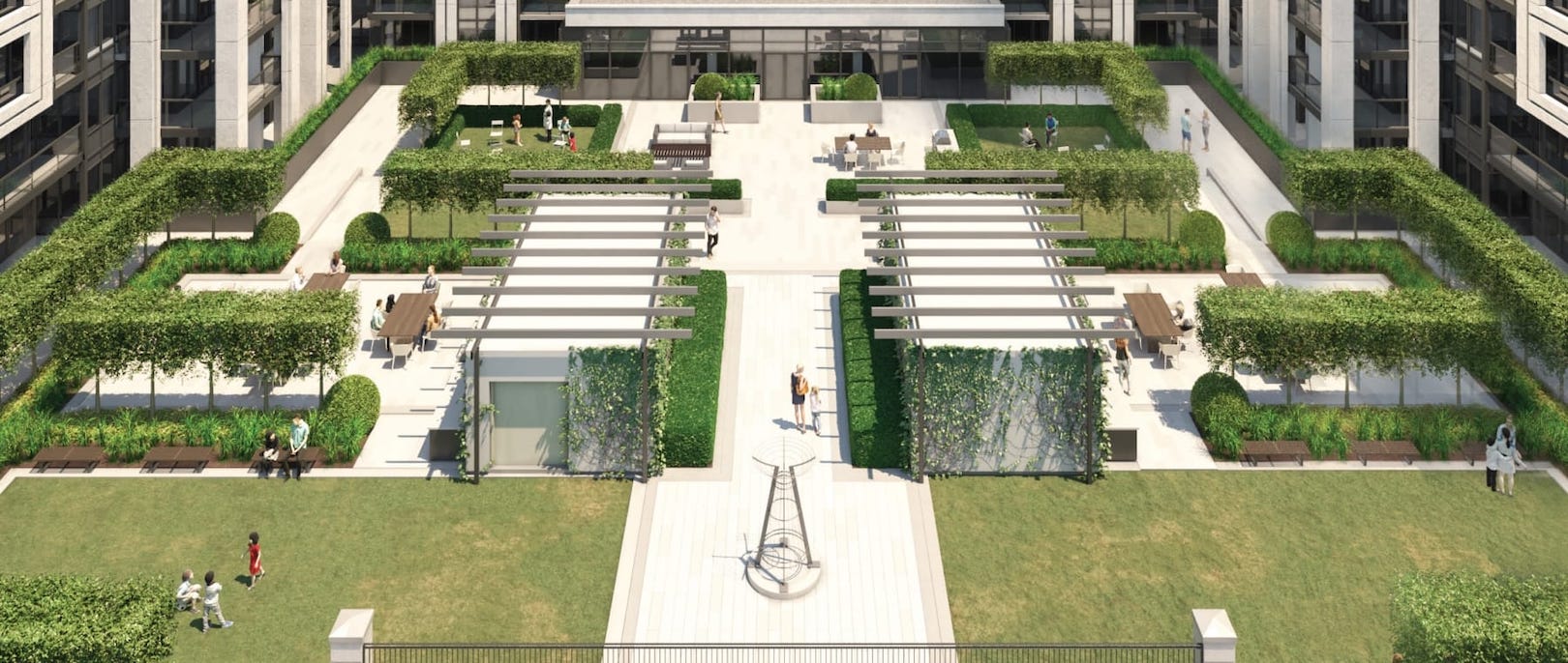 Exterior Rendering of Eight Cedarland Condos Courtyard