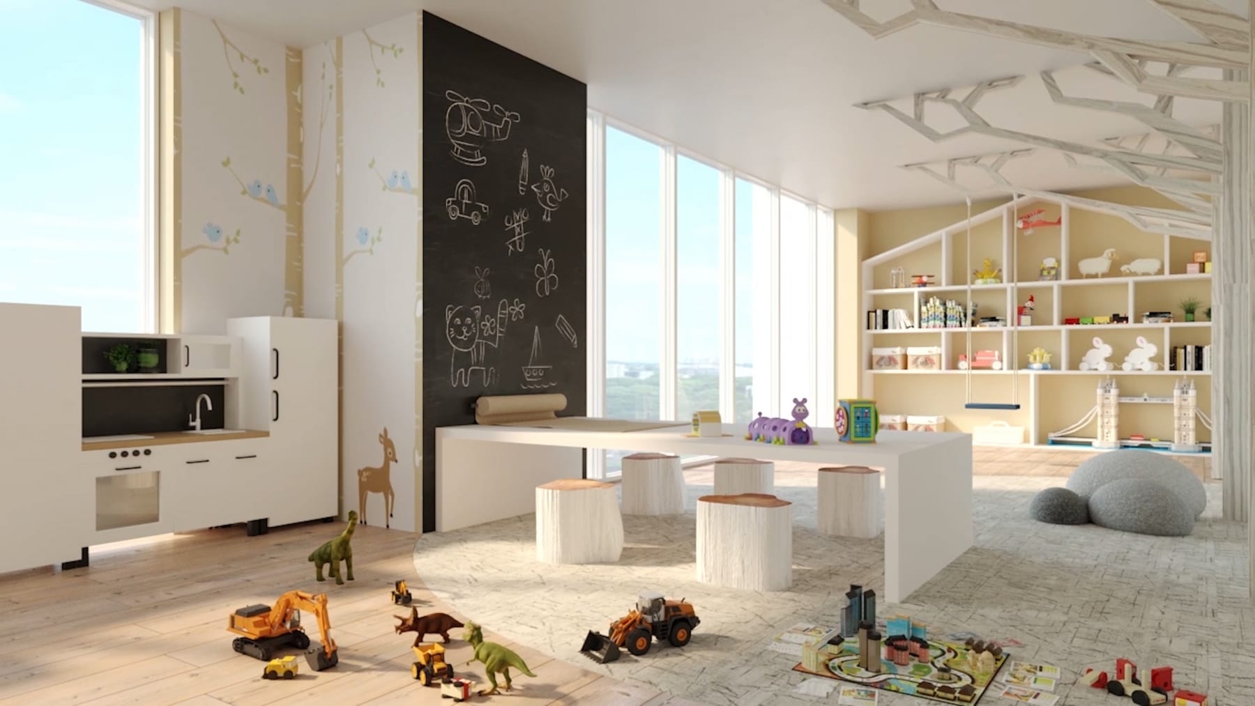 Interior Rendering of Eight Cedarland Condos Kids Play Room