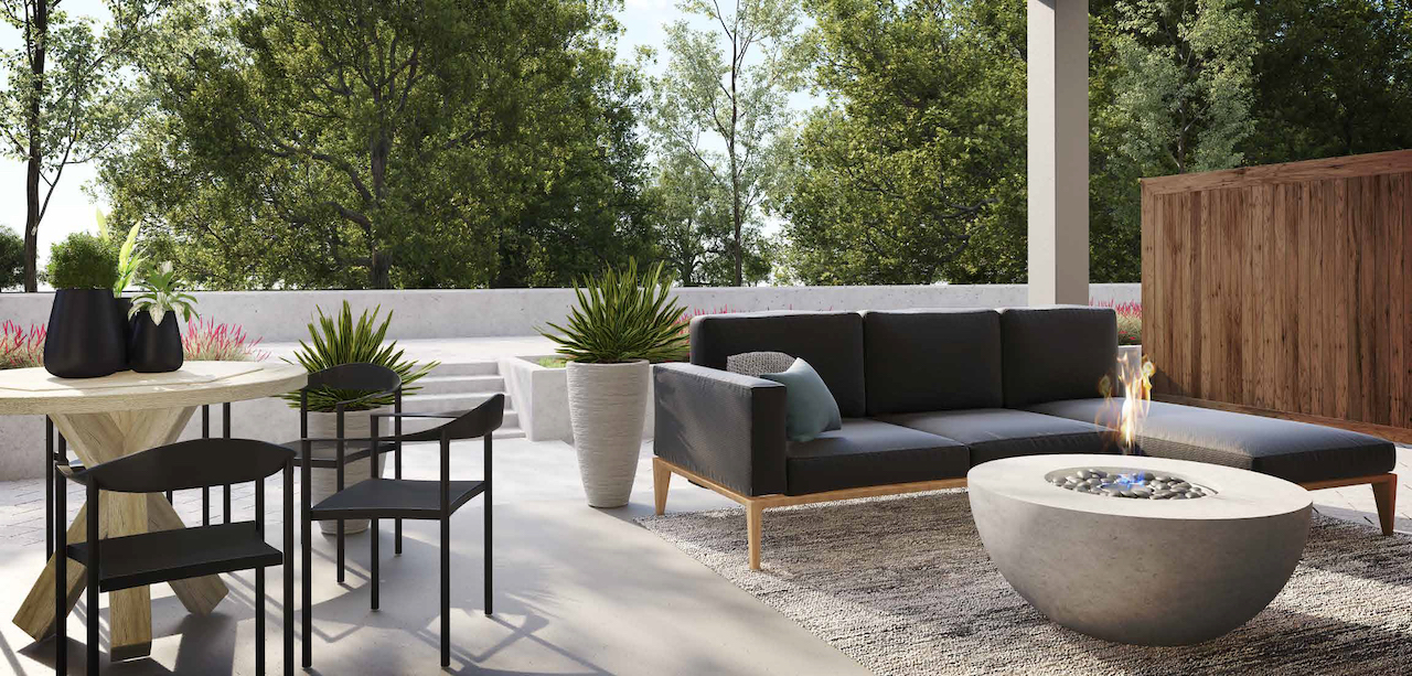 Rendering of Maxx Urban Towns lower suites backyard patio