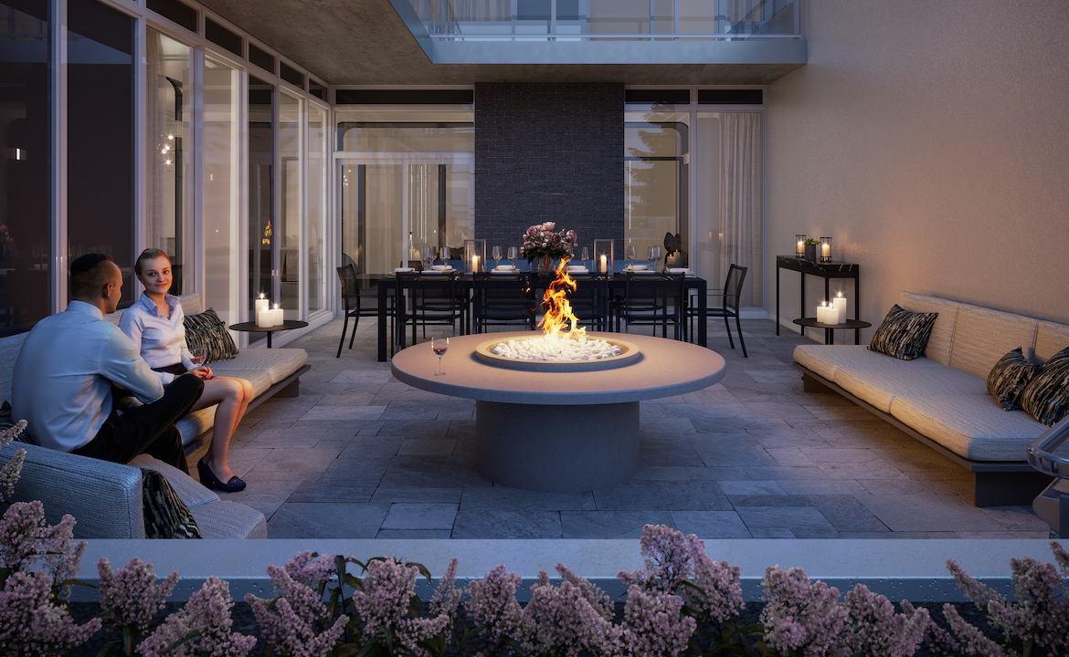 Rendering of The Dylan Condos north outdoor terrace.