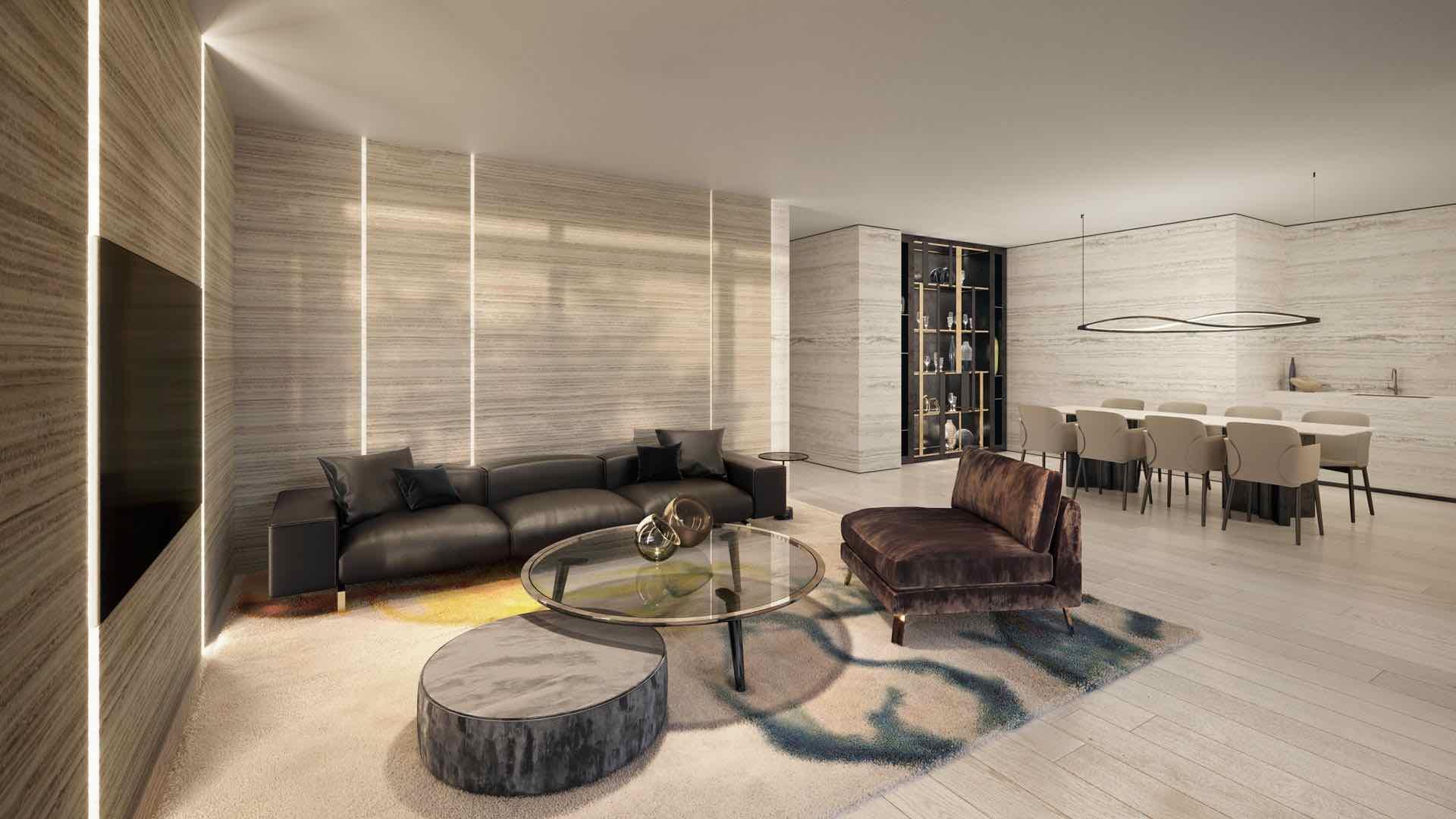 Rendering of St. Clair Village Condos party room.