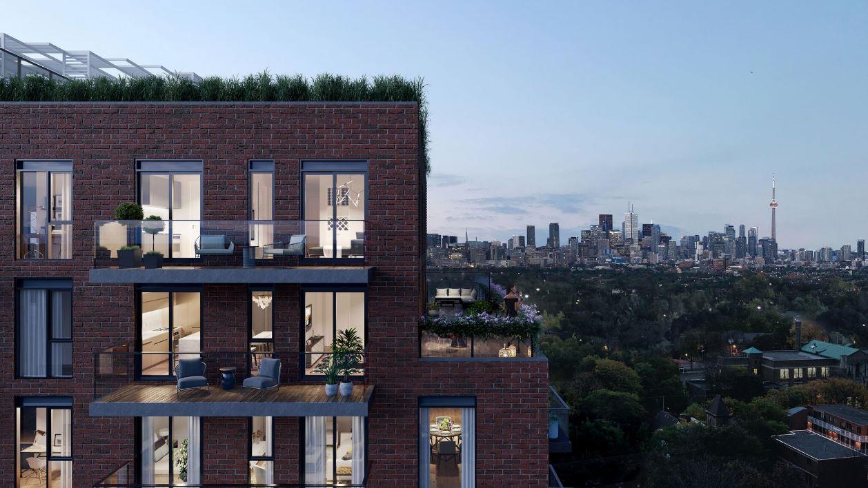Rendering of St. Clair Village Condos exterior penthouse view.