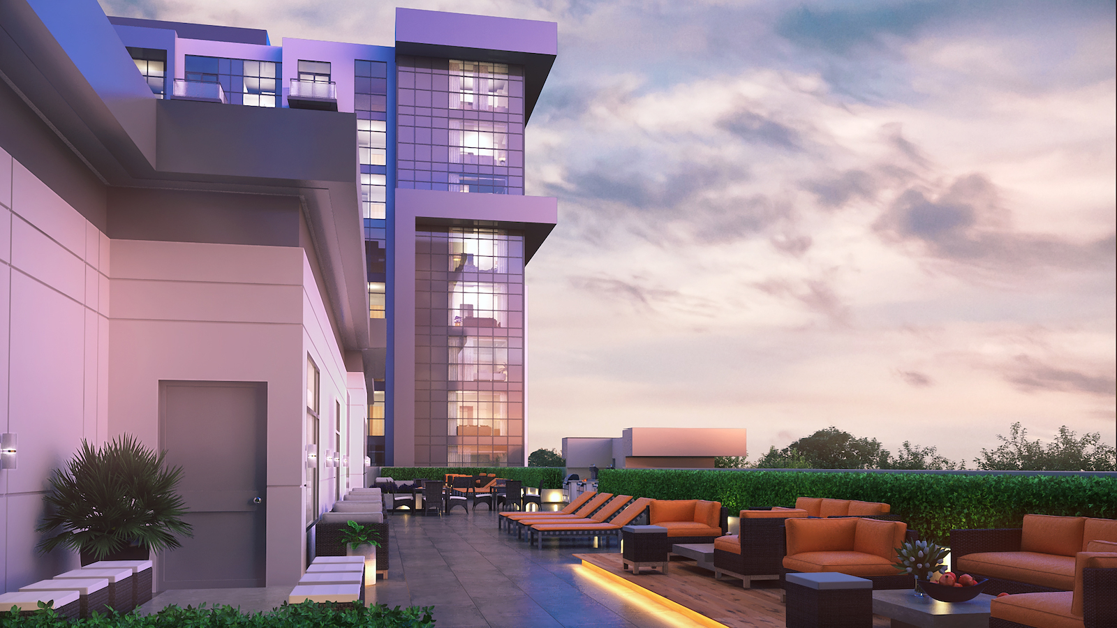 Exterior Terrace Rendering of Trend Living Condos