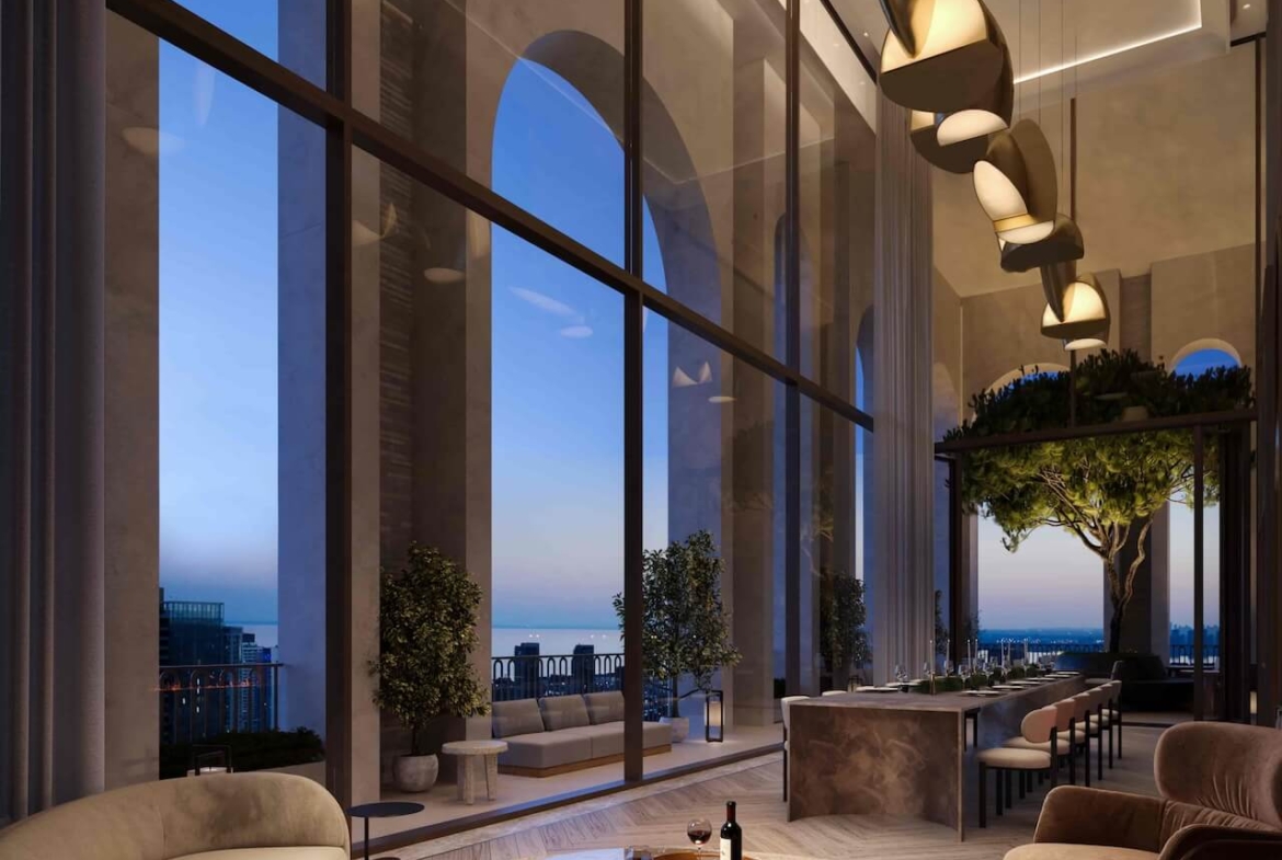 Rendering of 101 Spadina party room at night