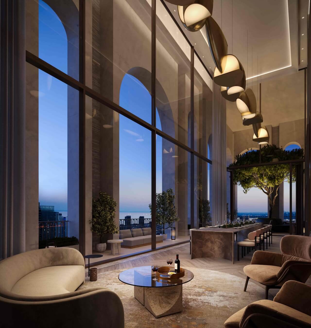 Rendering of 101 Spadina party room at night