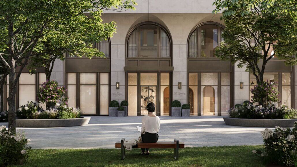 Rendering of 101 Spadina exterior garden seating