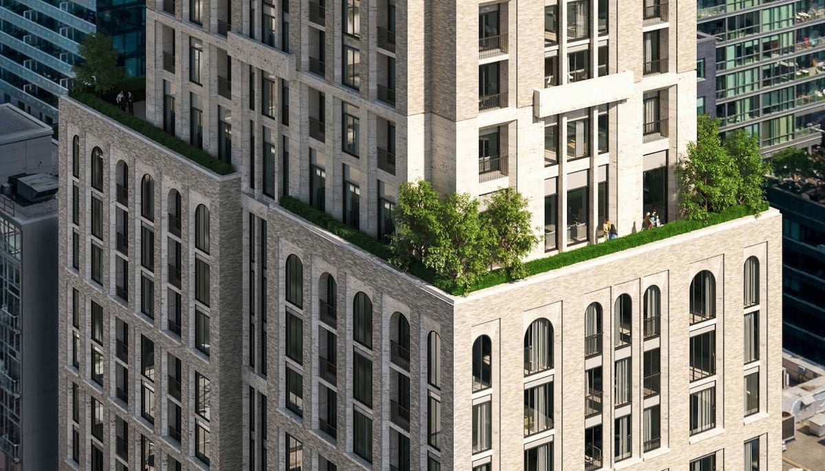 Rendering of 101 Spadina Condos exterior siding close-up
