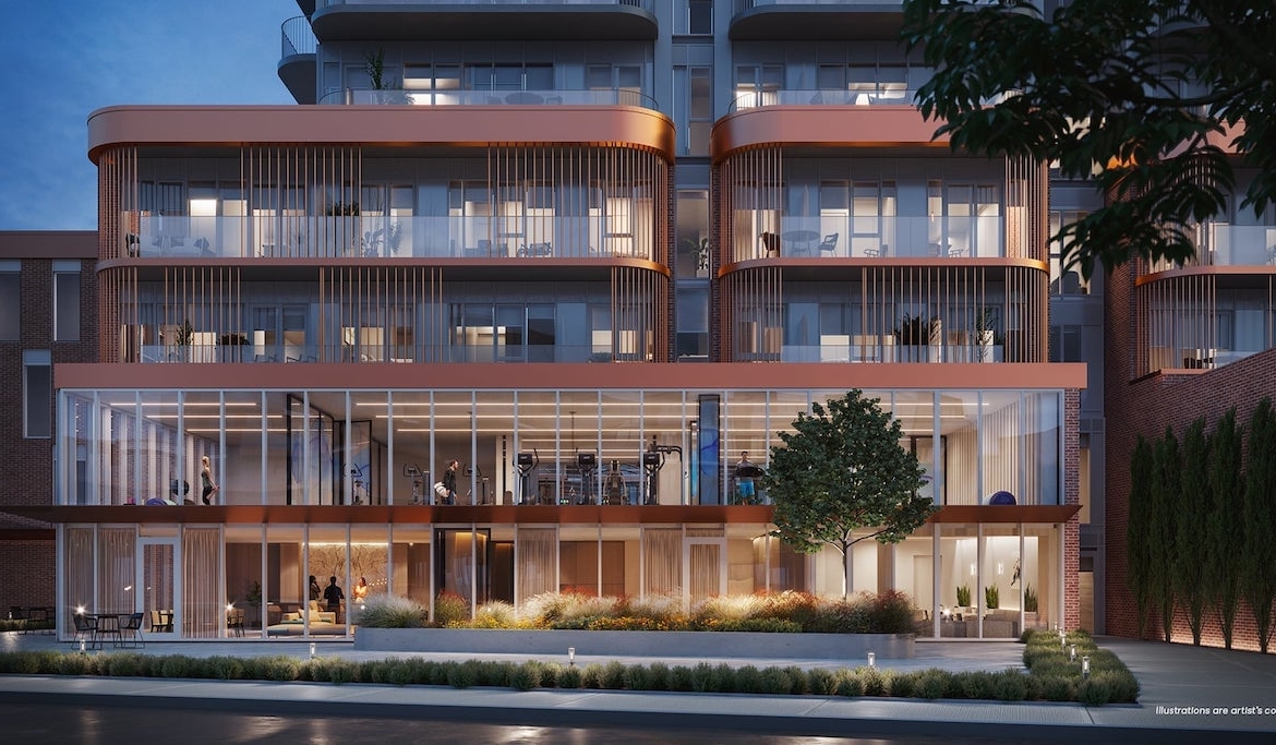 Brightwater Community exterior at night