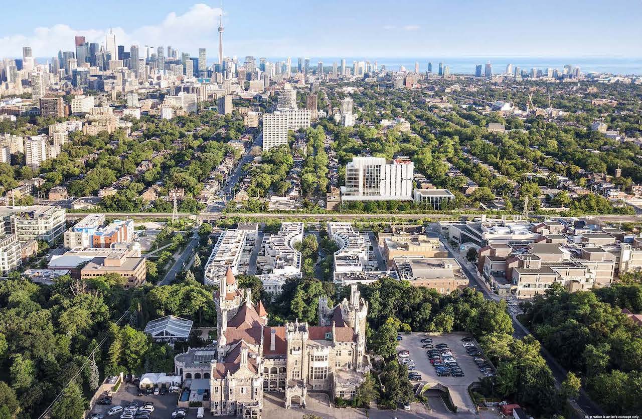 Aerial rendering of Anx on Dupont Condos during the day.