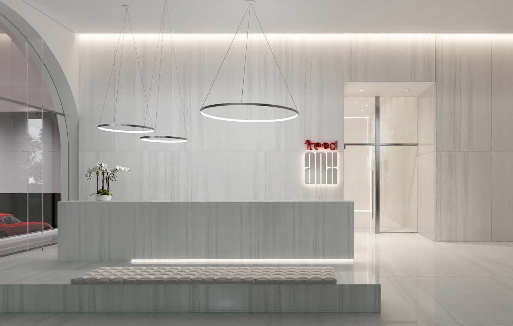 Rendering of Anx on Dupont Condos lobby desk.