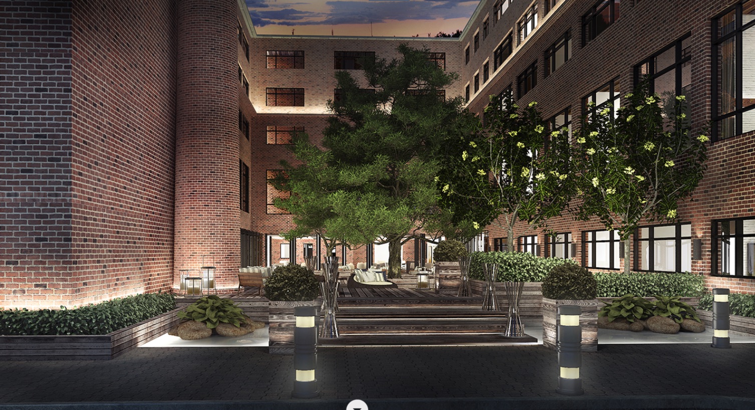 Rendering of Dundurn Lofts Courtyard at Night